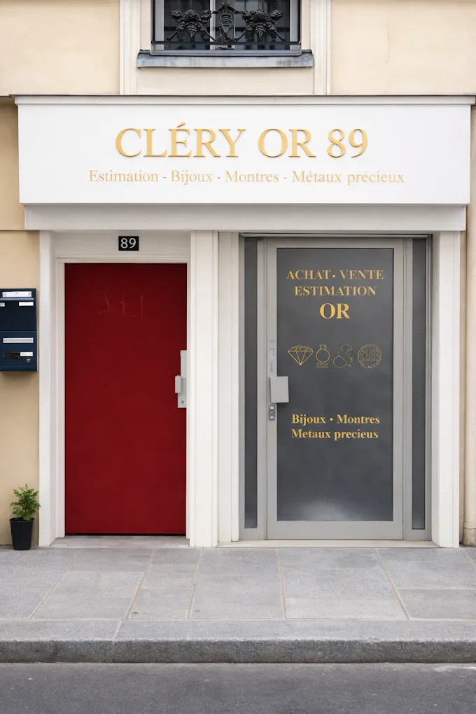 Devanture de la boutique Cléry Or 89 au 89 Rue de Cléry à Paris 75002