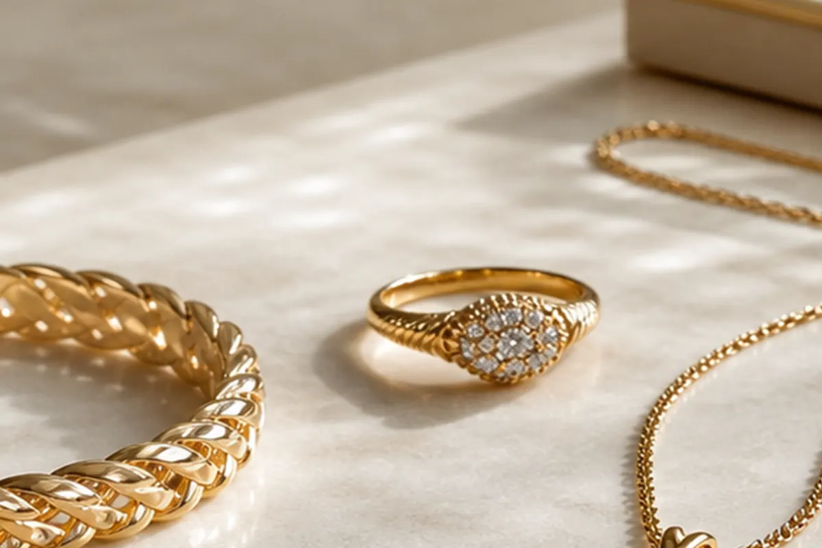Bijoux en or pesés pour estimation à Paris