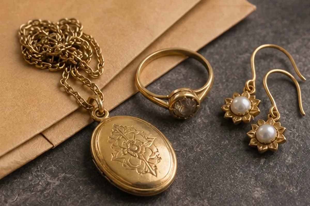 Lot de bijoux anciens de famille préparé pour estimation