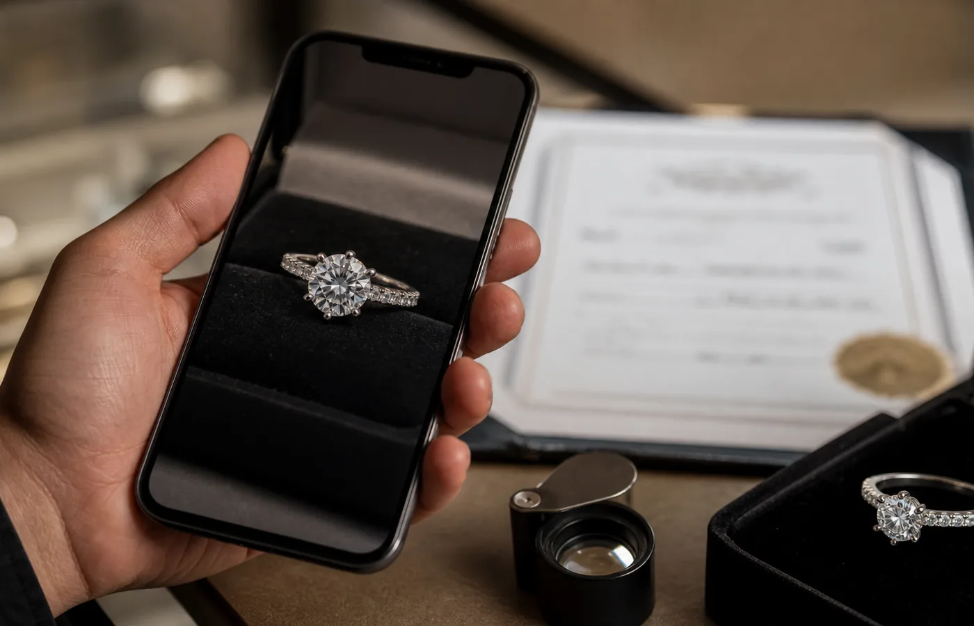 Estimation diamant WhatsApp Photo diamant envoyée sur WhatsApp pour estimation à Paris