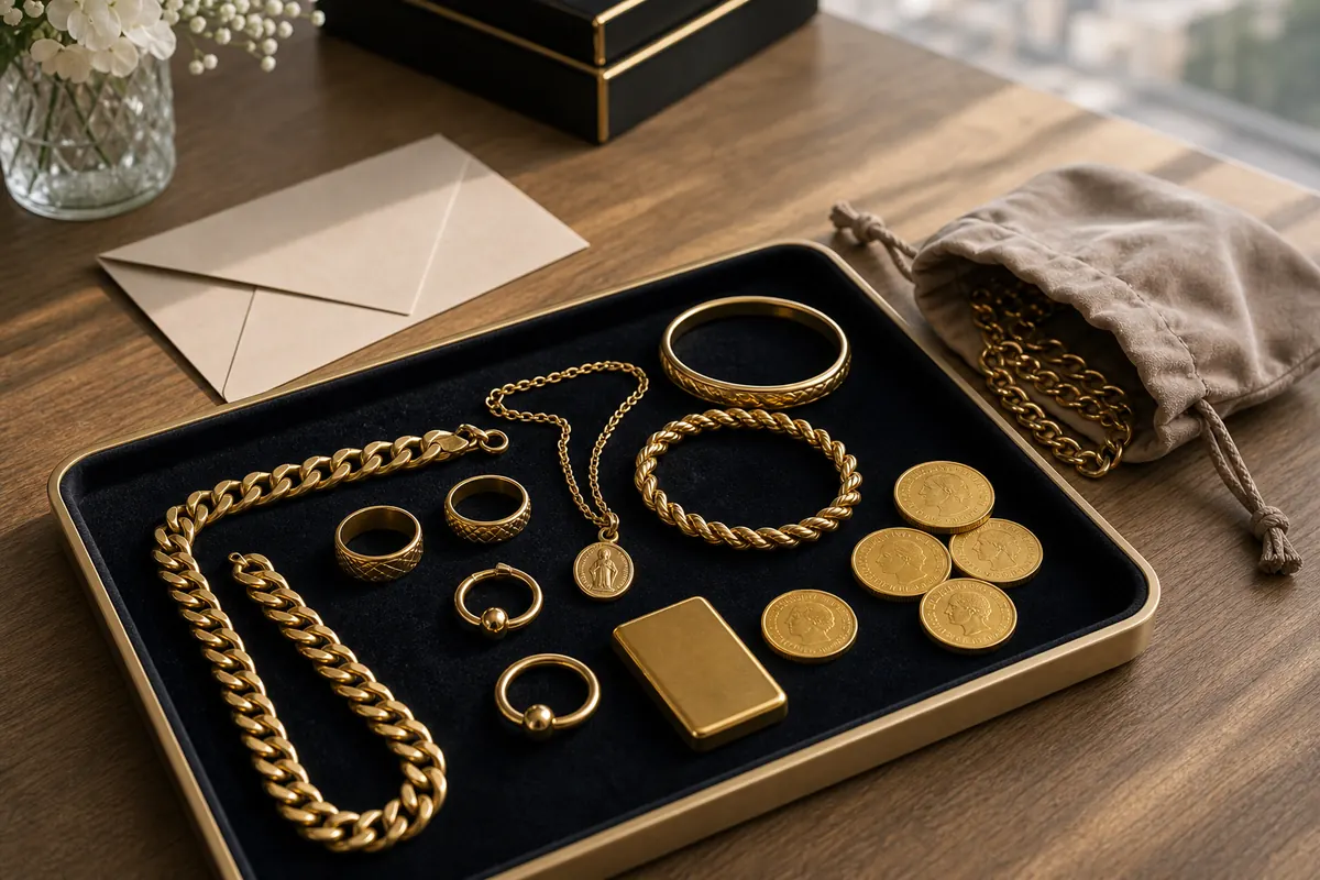 Rachat or Asnières-sur-Seine Lot de bijoux en or préparé pour estimation depuis Asnières-sur-Seine