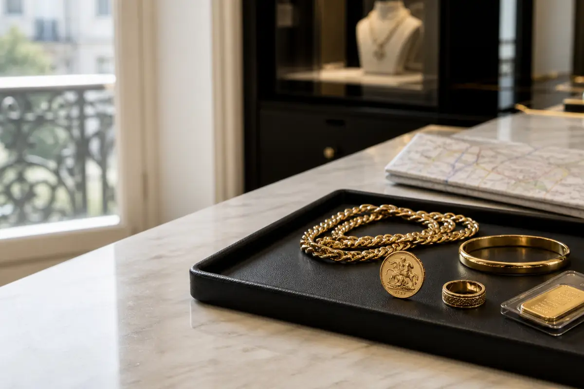 Rachat or Boulogne-Billancourt Bijoux et pièces en or préparés pour estimation depuis Boulogne-Billancourt