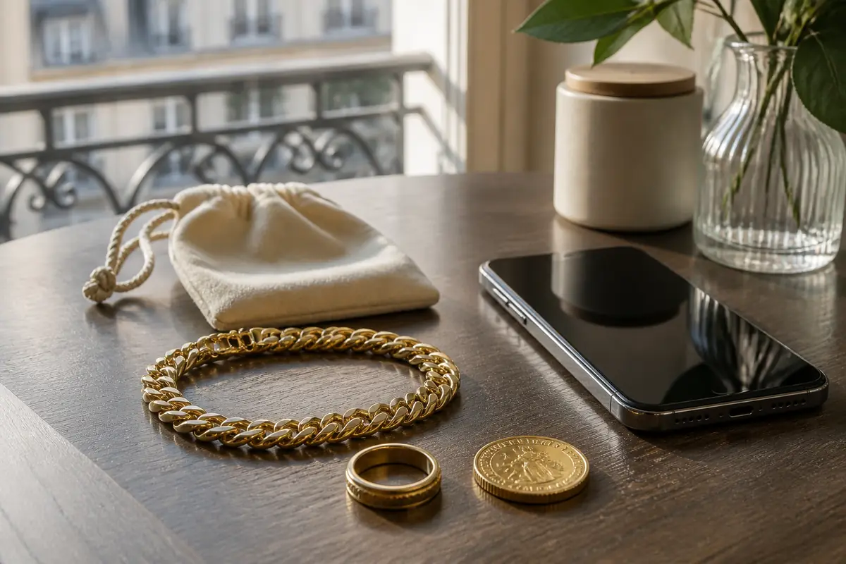 Photo WhatsApp bijoux Boulogne Photo WhatsApp de bijoux en or avant estimation depuis Boulogne-Billancourt