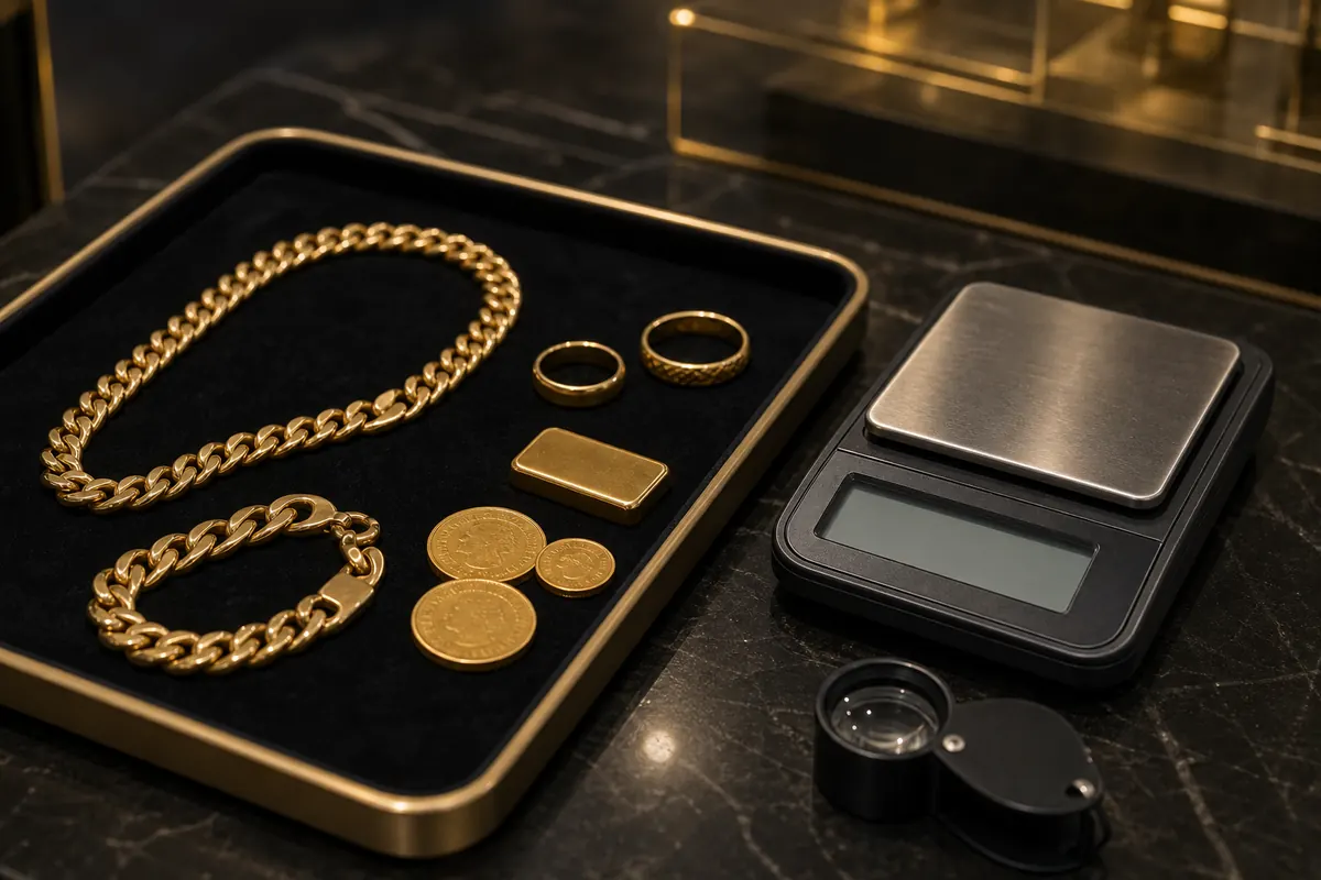 Vérification boutique Cergy Bijoux et pièces en or préparés pour vérification en boutique