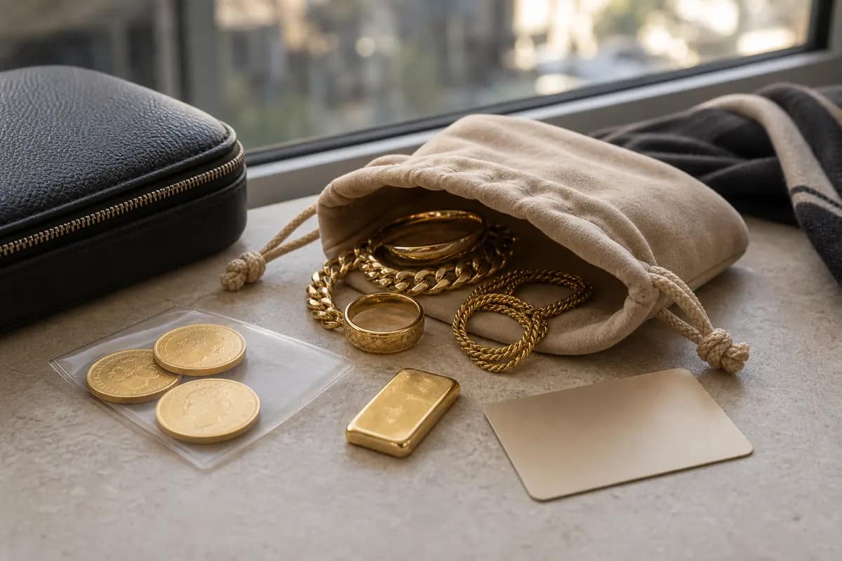 Visite depuis Cergy Bijoux en or préparés dans une pochette avant venue depuis Cergy