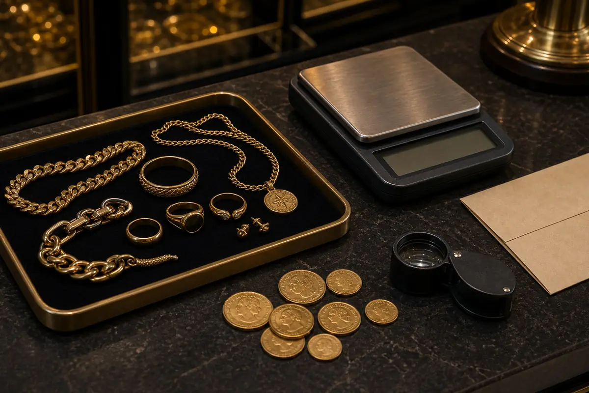 Vérification boutique Franconville Bijoux et pièces en or prêts pour vérification en boutique à Paris