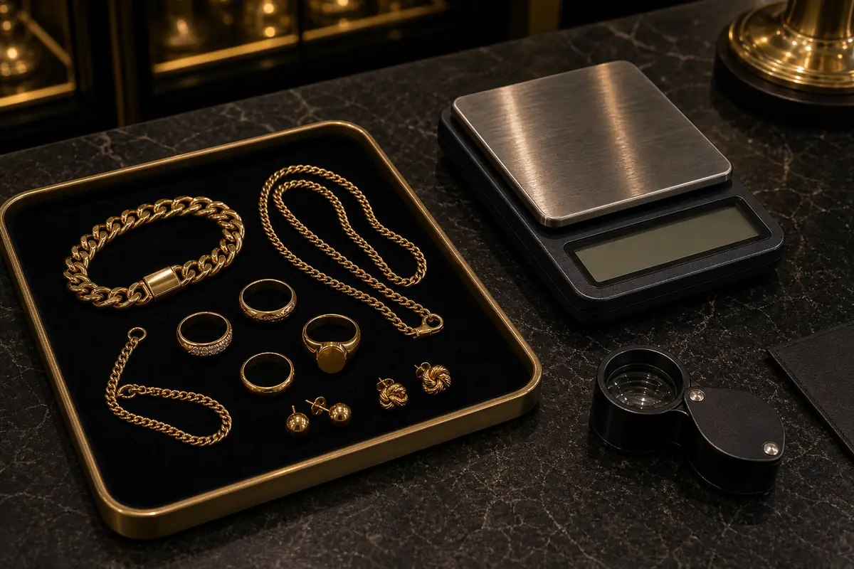 Vérification Herblay Bijoux en or prêts pour vérification en boutique à Paris