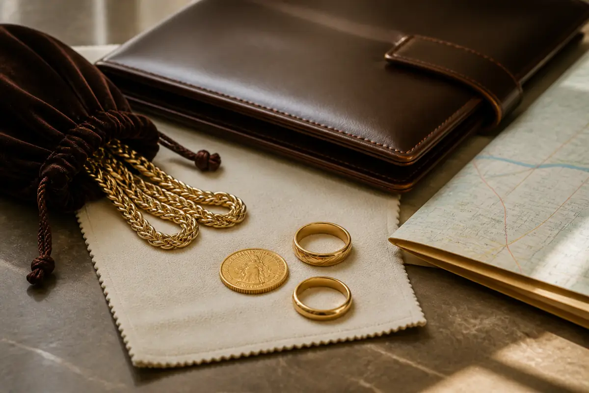 Accès Paris depuis Versailles Pochette de bijoux préparée pour venir de Versailles à Paris