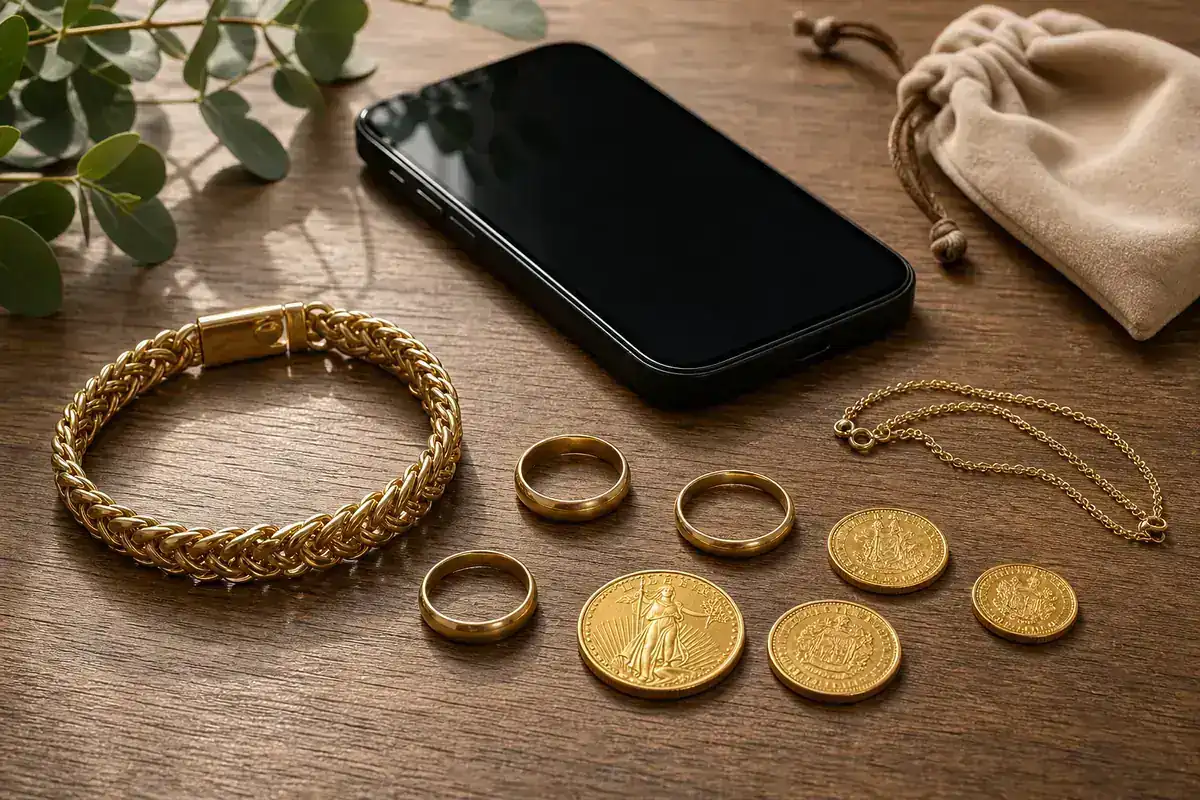 Photo WhatsApp Versailles Photo WhatsApp d'un lot de bijoux et pièces en or depuis Versailles