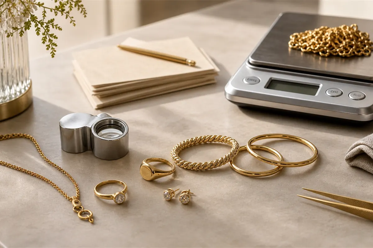 Choisir son rachat d'or à Paris Bijoux en or préparés pour comparaison d'estimation à Paris