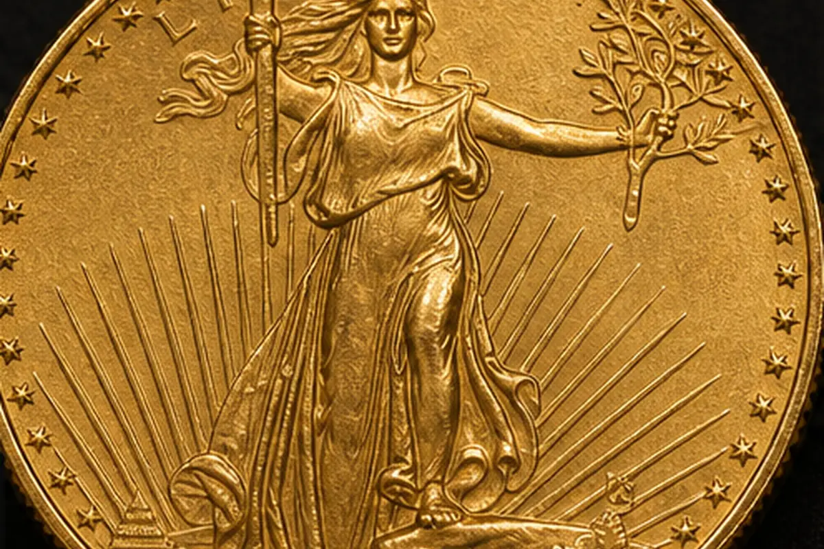 Relief principal Détail d'une 20 dollars en or type Liberty