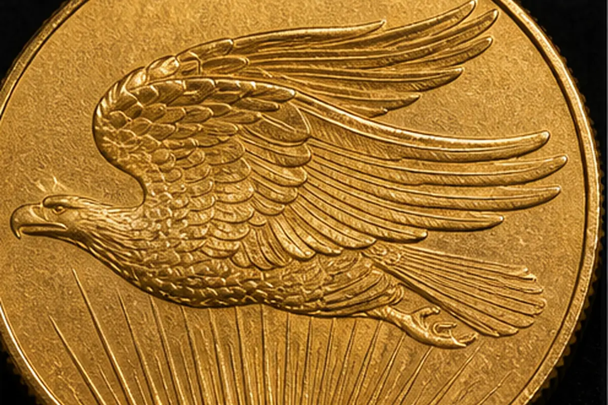 Aigle au verso Détail de l'aigle sur une 20 dollars en or