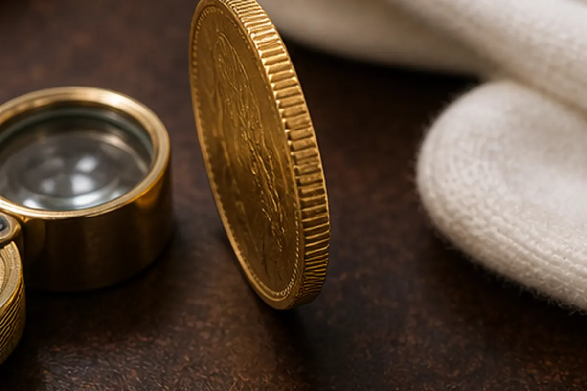 Tranche de la pièce Tranche d'une 20 francs suisse en or avant estimation