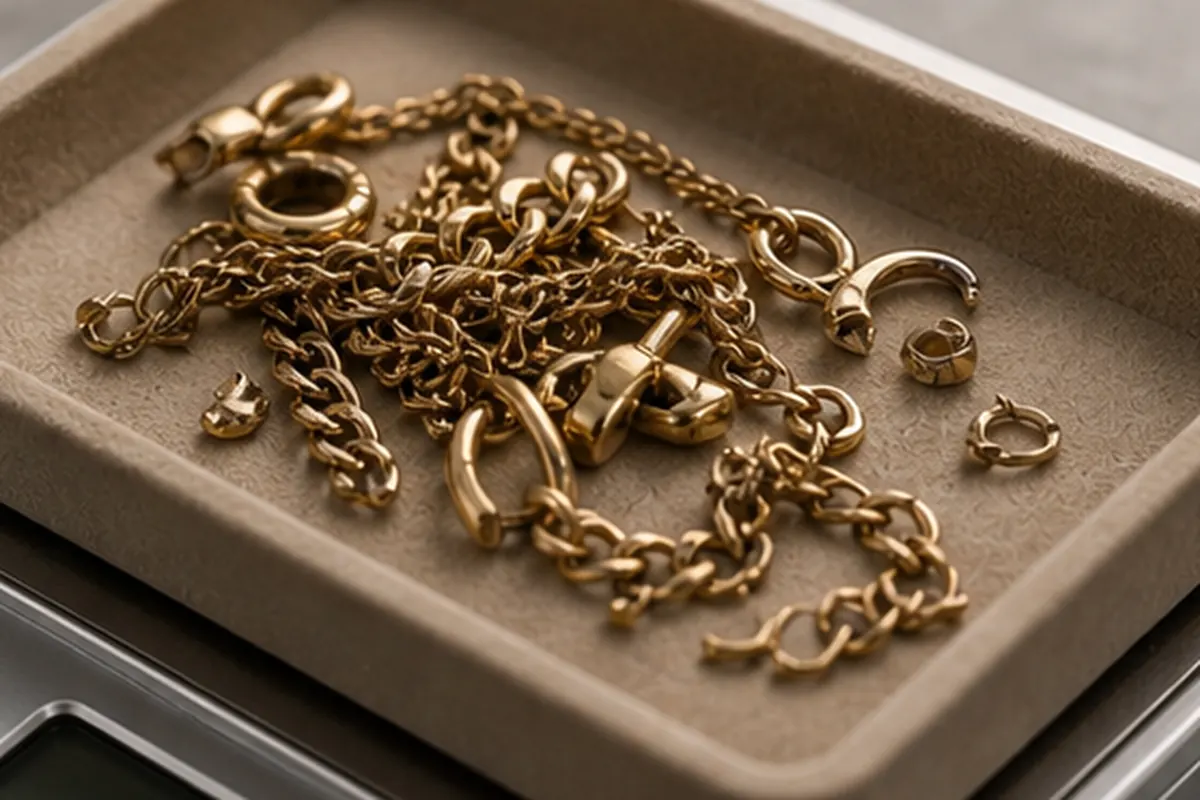 Vendre bijoux cassés Paris Lot de bijoux cassés en or préparé pour estimation à Paris