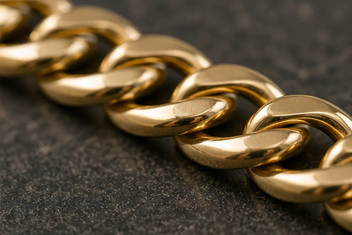Maille de chaîne Maille de chaîne en or examinée avant estimation