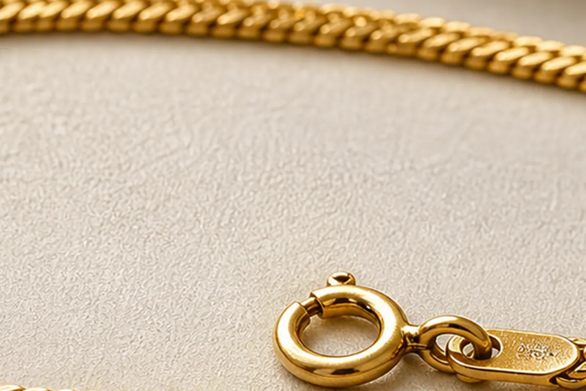 Détail de maille Maille de collier en or vue en détail pour estimation