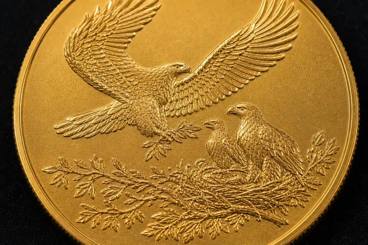 Motif de l'aigle Détail de l'aigle sur un American Eagle en or