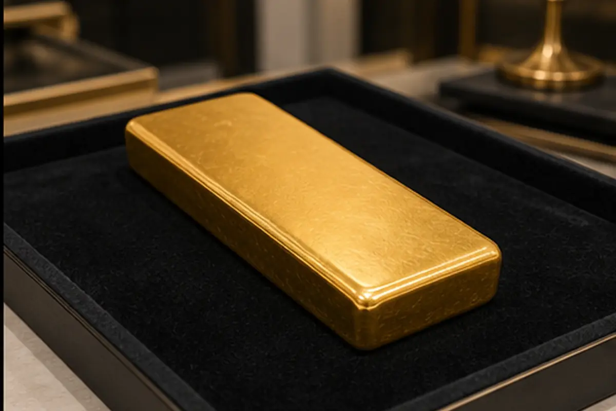 lingot d'or 1 kg à estimer lingot d'or 1 kg présenté pour estimation dans une boutique à Paris