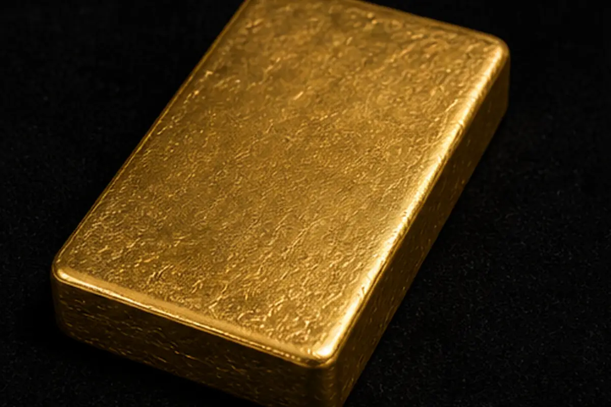 Dos du lingot 500 g Dos d'un lingot d'or 500 g présenté pour vérification