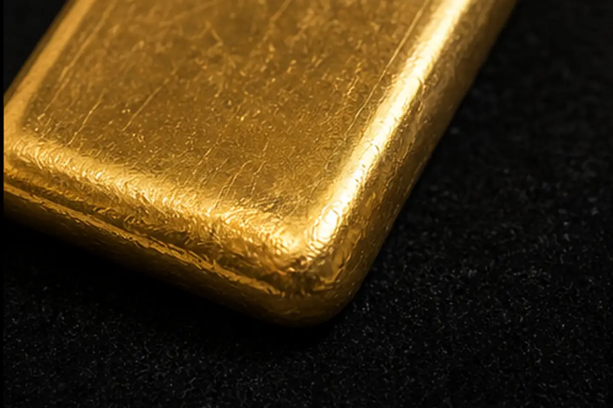 Tranche et épaisseur Tranche d'un lingot d'or sans certificat observée en boutique