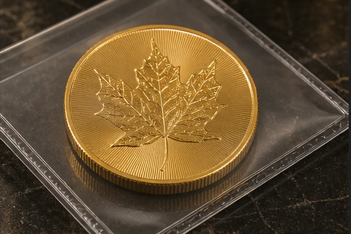 Maple Leaf et protection Maple Leaf en or avec pochette neutre pour estimation