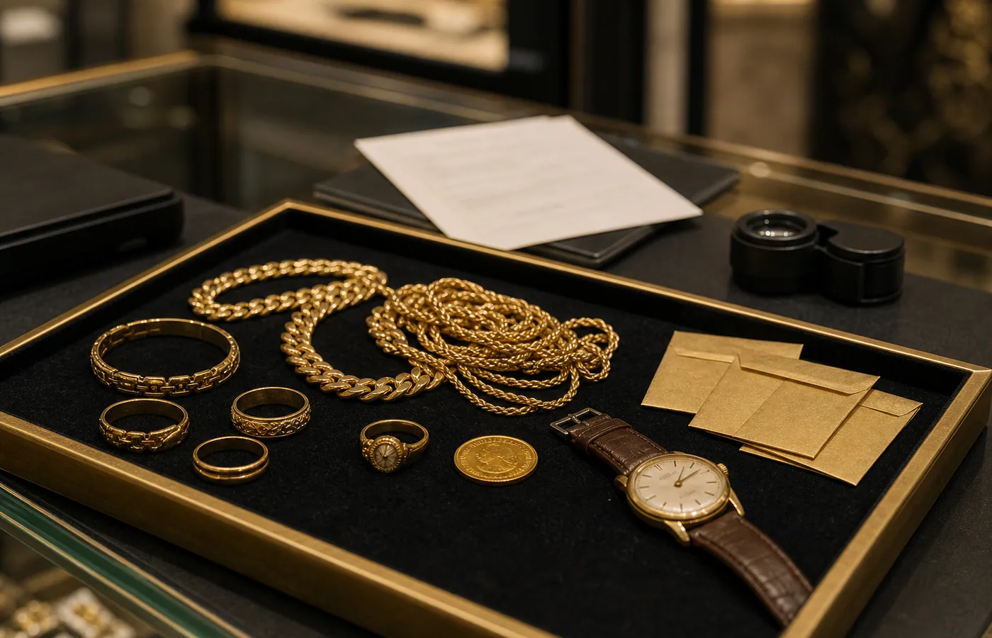 Vendre or succession Paris Lot d'or de succession préparé pour estimation à Paris