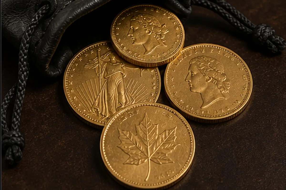Pochette ancienne Pièces d'or conservées dans une pochette sans certificat