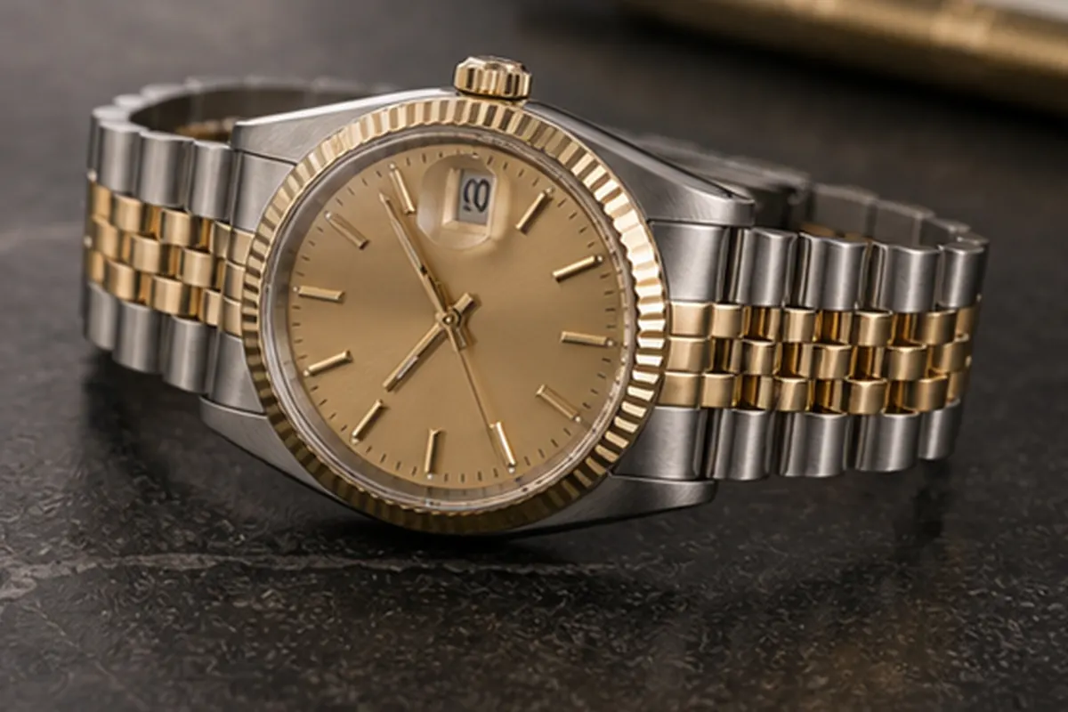 Détail Datejust Détail de Rolex Datejust présenté avant une proposition