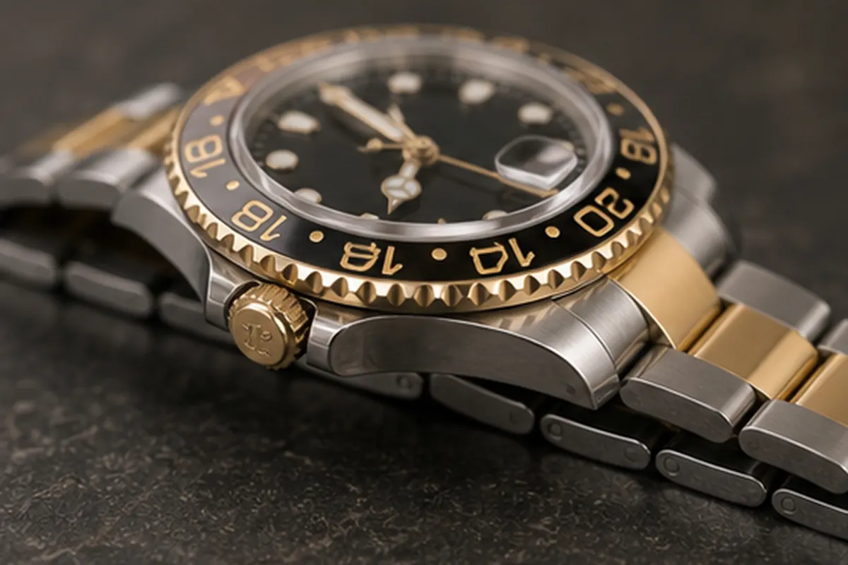 Détail GMT-Master II Détail de Rolex GMT-Master II présenté avant une proposition