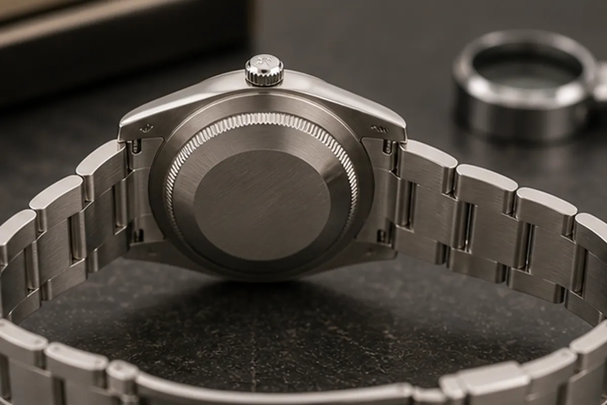 Dos de Oyster Perpetual Dos de Rolex Oyster Perpetual photographié pour estimation